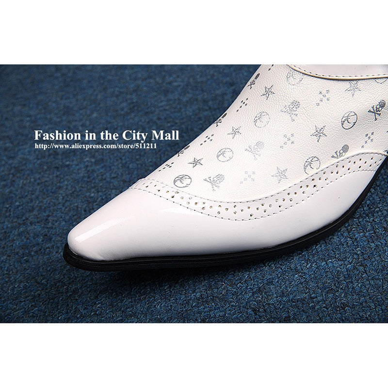 Batzuzhi New Handmade High Qulaity Man Leather Shoes Square Heels White Wedding Shoes  for Man Casual Leather shoes Man