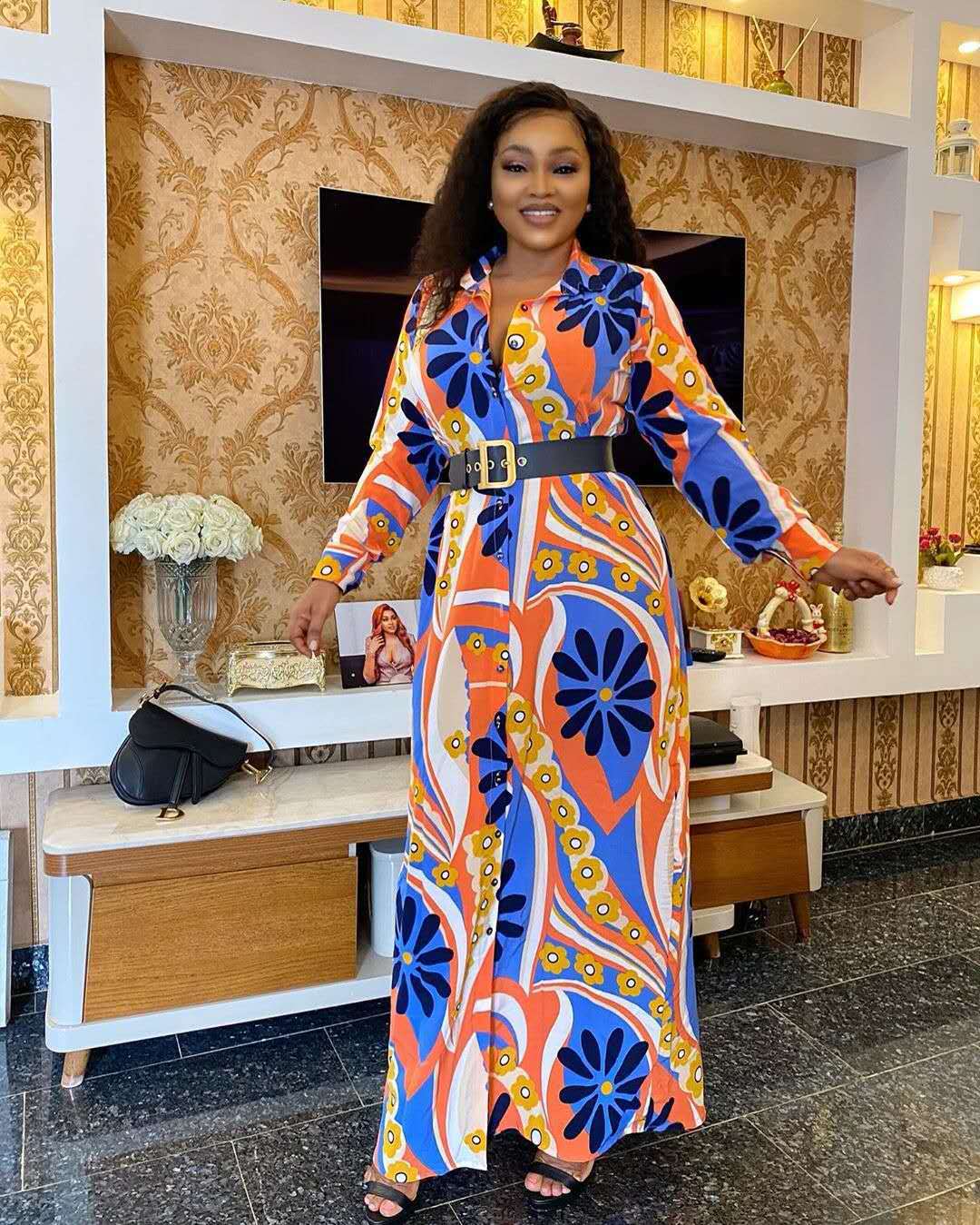 African Dresses for Women Spring Autumn 2020 Long Shirt Dress Dashiki Maxi Dresses Elegant Long Sleeve arabic Vestidos