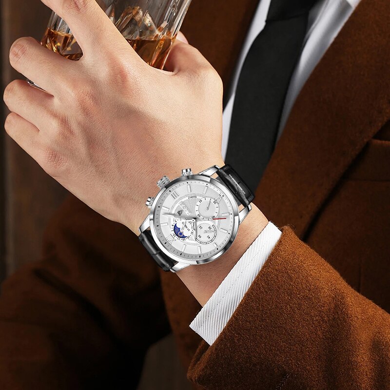 2022 LIGE Men Watches Brand Luxury Man Fashion Watch Leather Waterproof Chronograph Quartz Wristwatches Clock Relogio Masculino