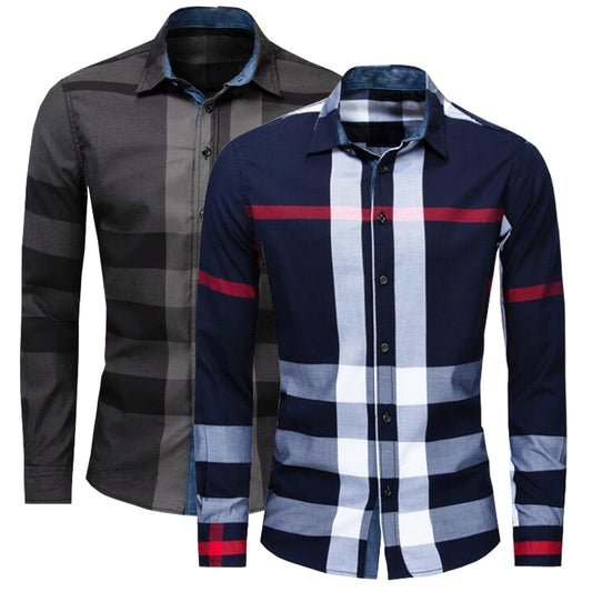 NEW shirt Business casual autumn long sleeve men shirts High quality brand 100% cotton plaid shirt men Plus Size chemise homme