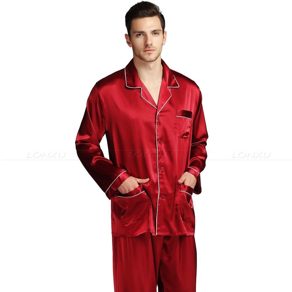 Mens Silk Satin Pajamas  Pyjamas  Set  Sleepwear Set  Loungewear  U.S. S,M,L,XL,XXL,XXXL,4XL__Fits All  Seasons