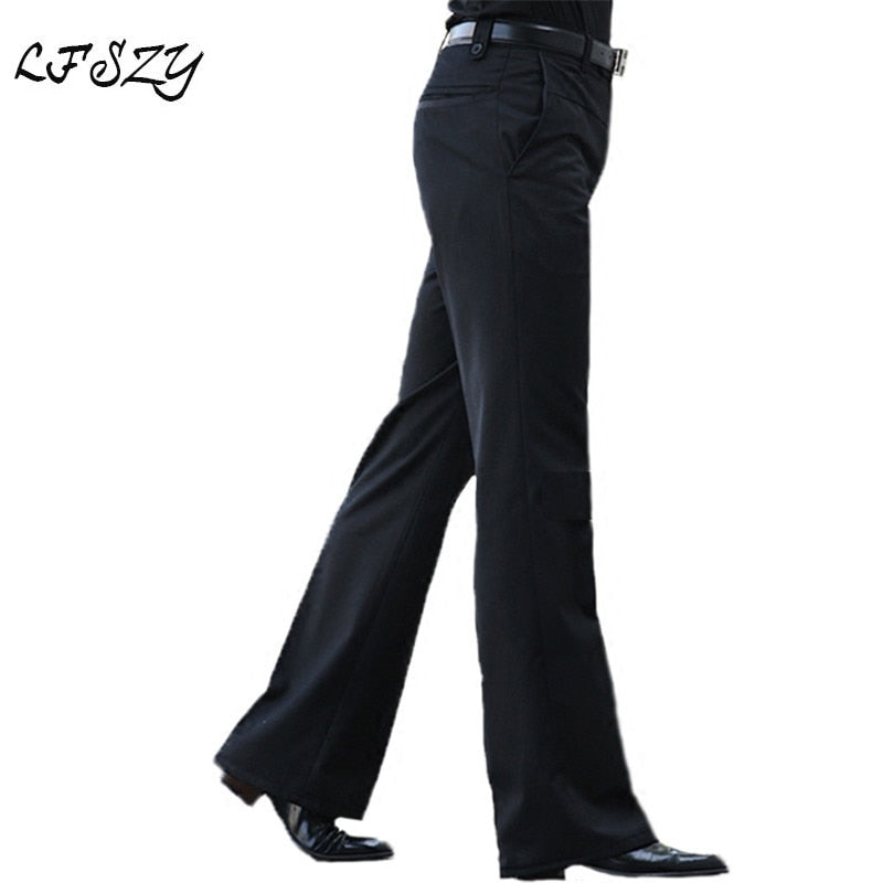 2023 New Men&#39;s Flared Trousers Formal Pants Bell Bottom Pant Dance White Suit Pants Size 28 29 30 31 32 33 34 36 37