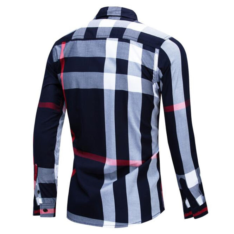 NEW shirt Business casual autumn long sleeve men shirts High quality brand 100% cotton plaid shirt men Plus Size chemise homme