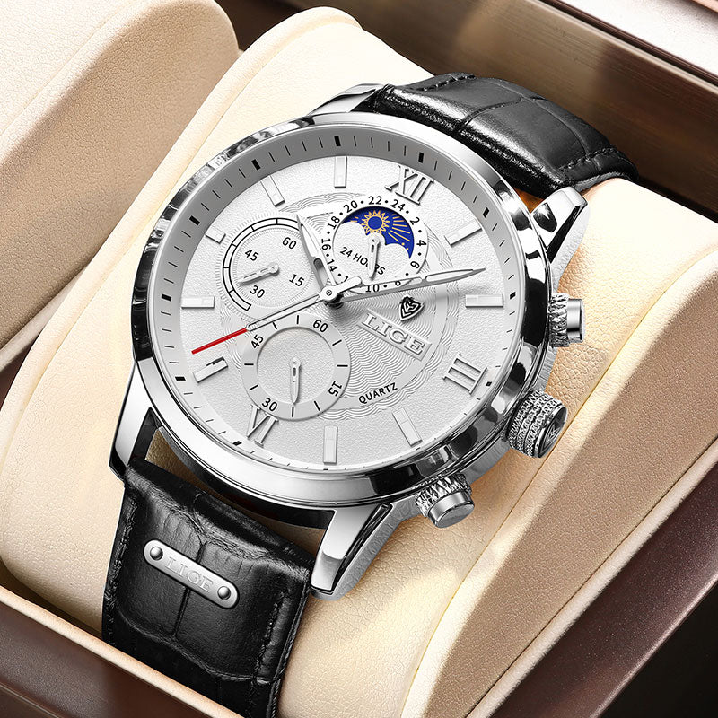 2022 LIGE Men Watches Brand Luxury Man Fashion Watch Leather Waterproof Chronograph Quartz Wristwatches Clock Relogio Masculino