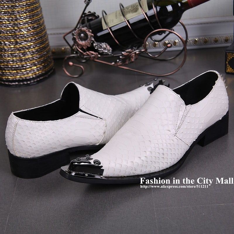 ntparker Fashion Pointed Toe Man Shoes Designer Leather Dress Shoes for Man White Wedding/ Business Shoes Man, Big Sizes US6-12