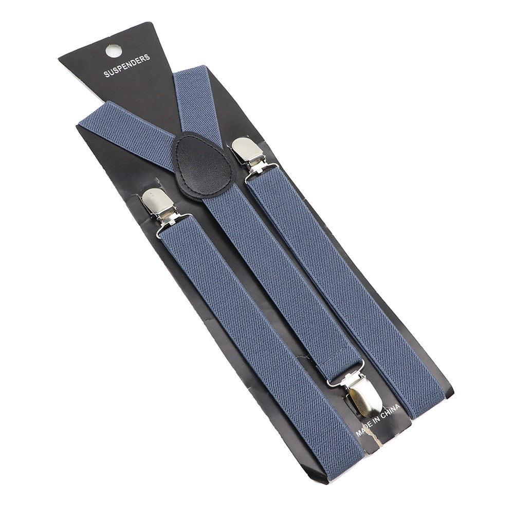 Solid Color Elastic Leather Suspenders Braces Men Women Black Blue Red Adjustable Straps For Wedding Suit Skirt Accessories Gift