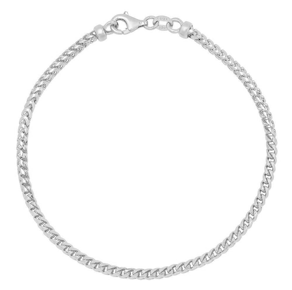 Solid Sterling Silver Franco Link Anklet