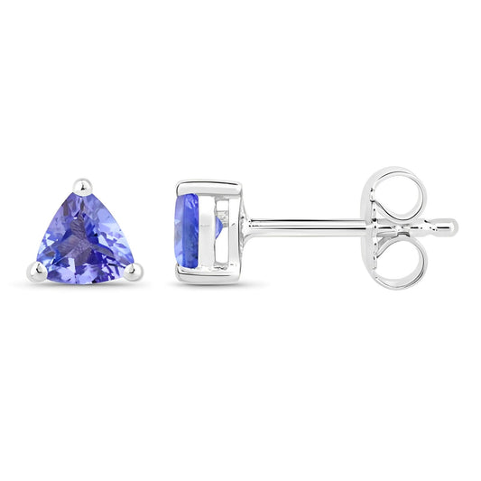 925 Sterling Silver Tanzanite Gemstone Trillion Cut Earrings