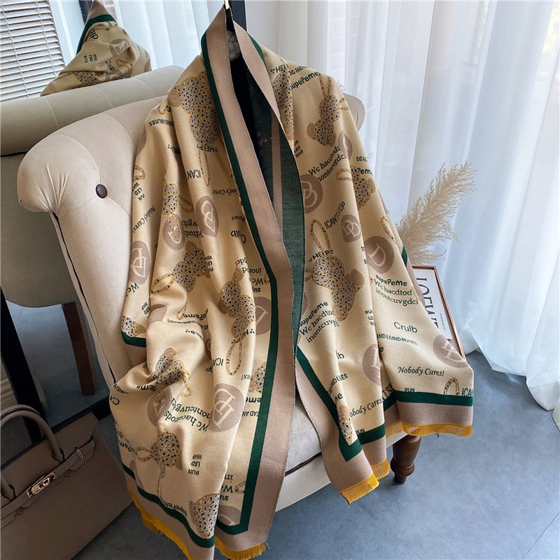 Thick Cashmere Scarf for Women Fashion Winter Warm Pashmina Shawl Wraps Bufanda Female Blanket Design Brand Poncho Echarpe 2022