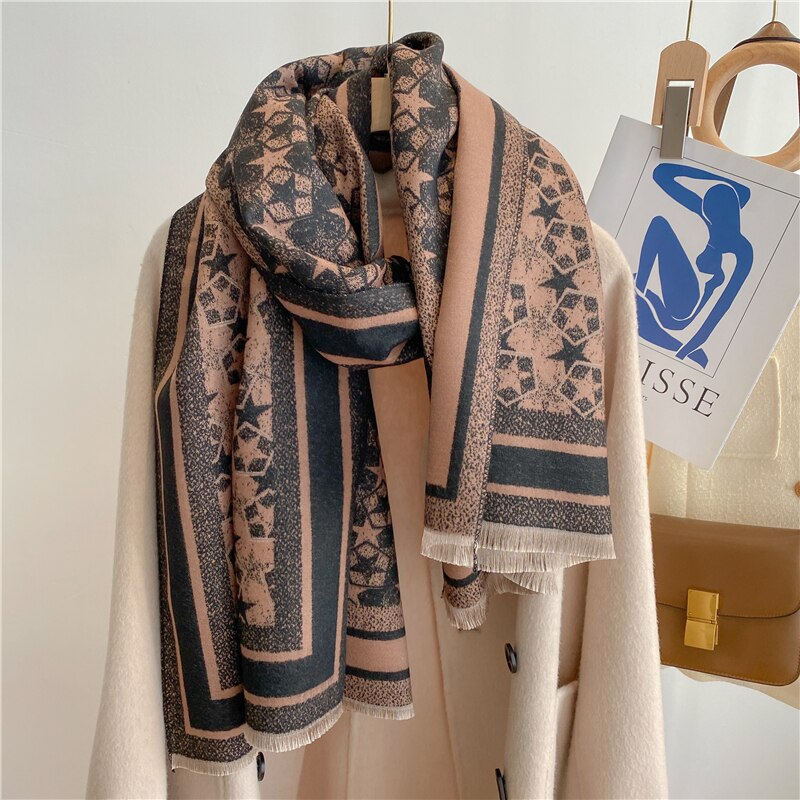 Thick Cashmere Scarf for Women Fashion Winter Warm Pashmina Shawl Wraps Bufanda Female Blanket Design Brand Poncho Echarpe 2022