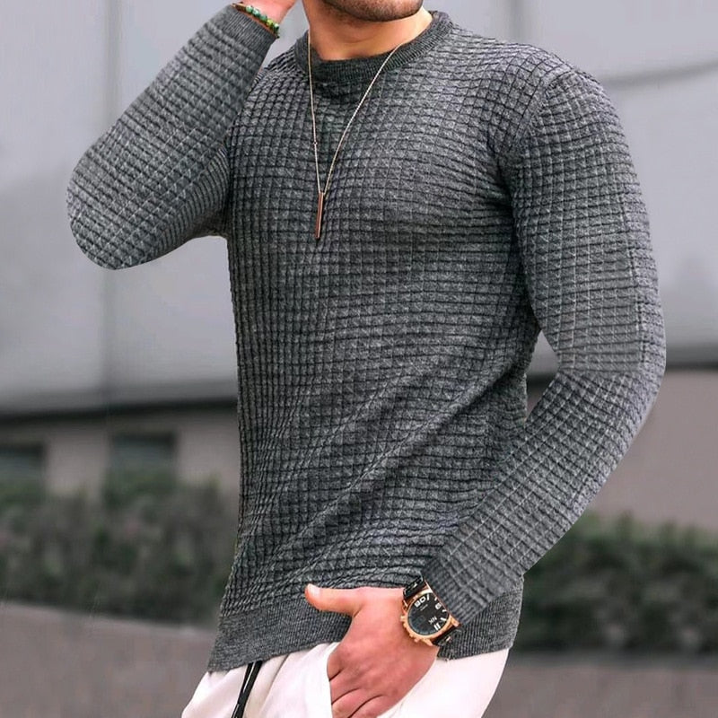 New Fashion Men&#39;s Casual Long sleeve Slim Fit Basic Knitted Sweater Pullover Male Round Collar Autumn Winter Tops Cotton T-shirt