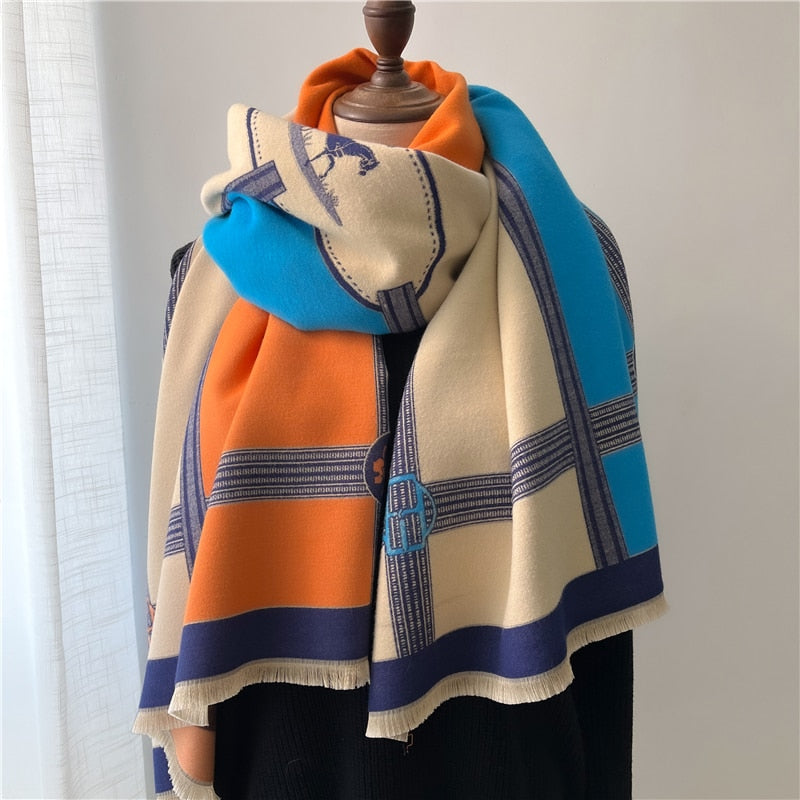 2022 Winter Cashmere Scarf Lady Design Luxury Brand Warm Pashmina Blanket Wraps Women Shawl Female Decoration Thick Foulard