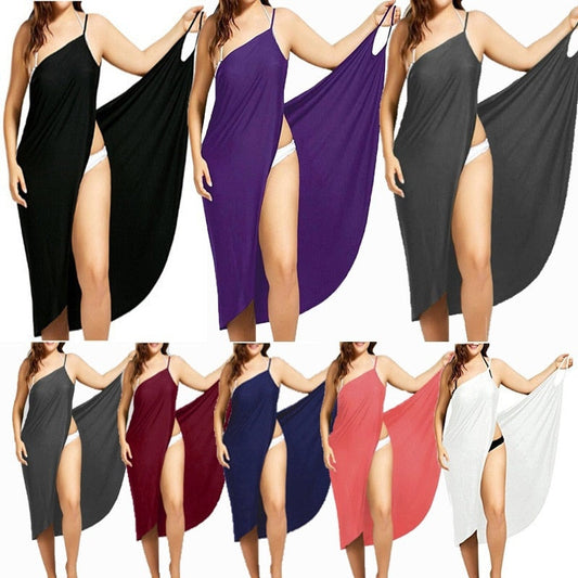 2022 Summer Beach Dress Sexy Women Solid Color Wrap Dress Bikini Cover Up Sarongs Women&#39;s Clothing Swimwears Cover-ups Plus Size