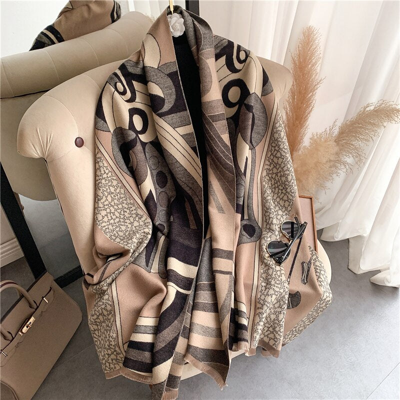 Thick Cashmere Scarf for Women Fashion Winter Warm Pashmina Shawl Wraps Bufanda Female Blanket Design Brand Poncho Echarpe 2022