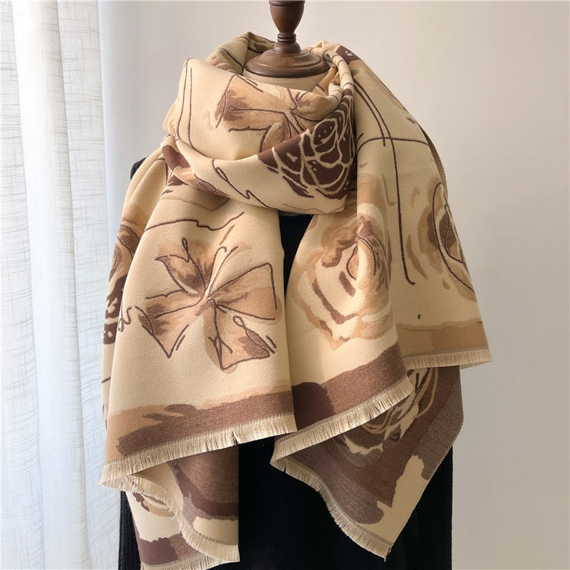 Thick Cashmere Scarf for Women Fashion Winter Warm Pashmina Shawl Wraps Bufanda Female Blanket Design Brand Poncho Echarpe 2022