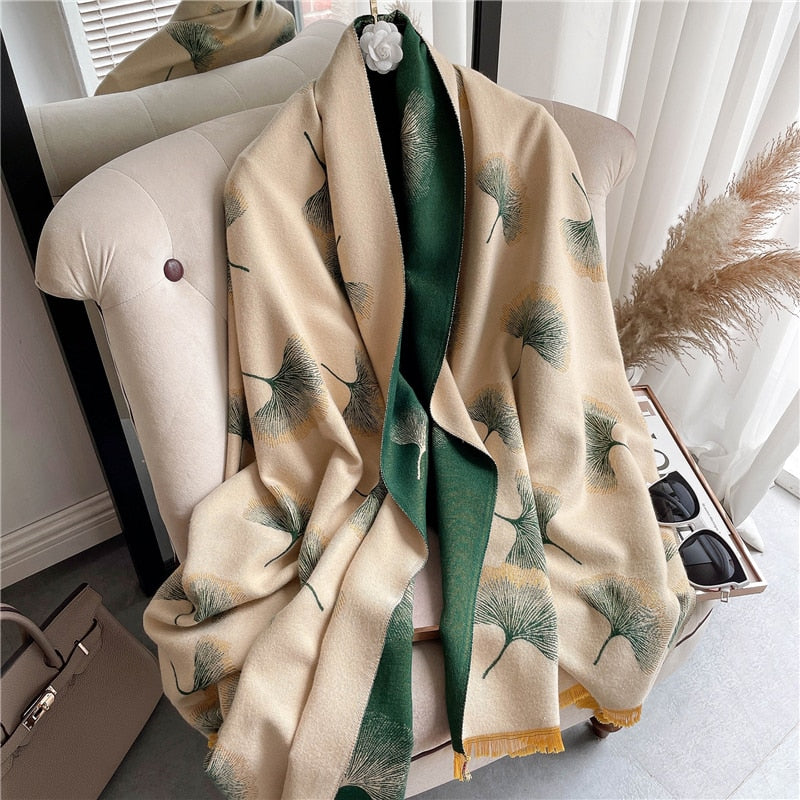 Thick Cashmere Scarf for Women Fashion Winter Warm Pashmina Shawl Wraps Bufanda Female Blanket Design Brand Poncho Echarpe 2022