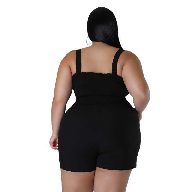 XL-5XL Plus Size Jumpsuits Summer 2023 Women Clothing Fashion Casual Halter Stretch Sleeveless Female Romper Outfits Wholesale