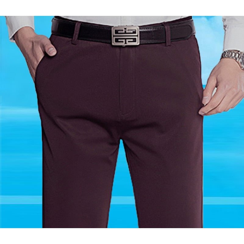 Summer Thin Men&#39;s Ice Silk Four Side Elastic Casual Pants Dad&#39;s trousers Loose Pants Middle-aged And Elderly Men&#39;s Pants