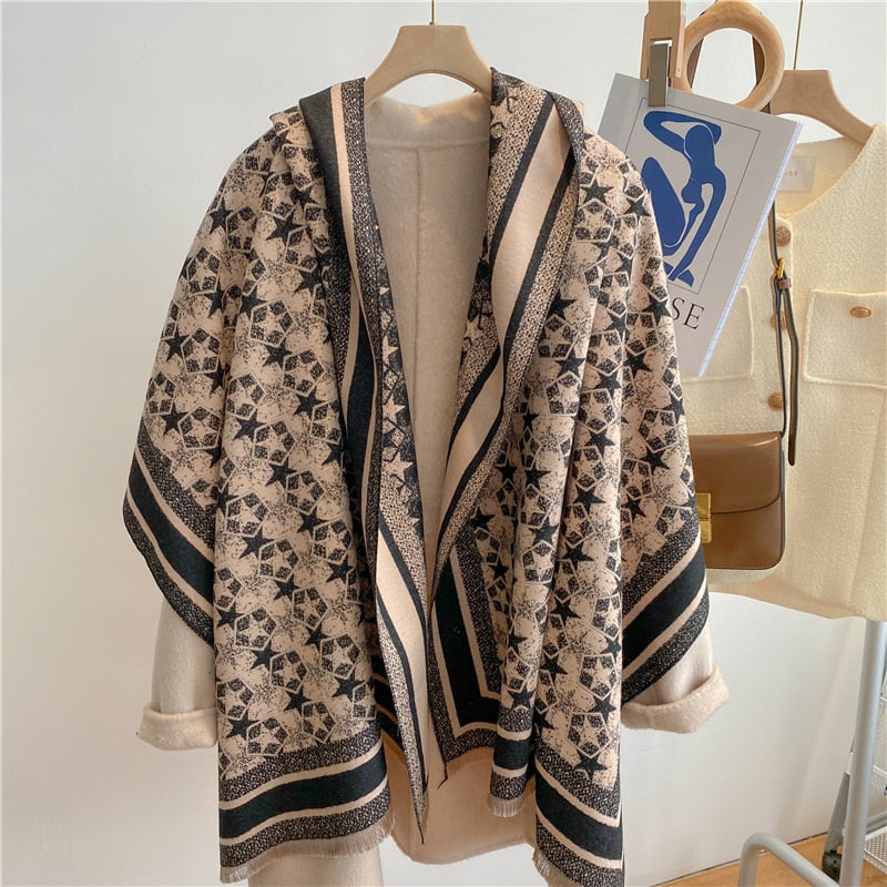 Thick Cashmere Scarf for Women Fashion Winter Warm Pashmina Shawl Wraps Bufanda Female Blanket Design Brand Poncho Echarpe 2022