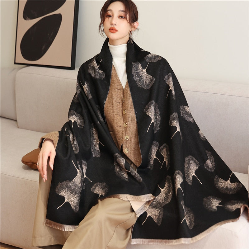 Thick Cashmere Scarf for Women Fashion Winter Warm Pashmina Shawl Wraps Bufanda Female Blanket Design Brand Poncho Echarpe 2022