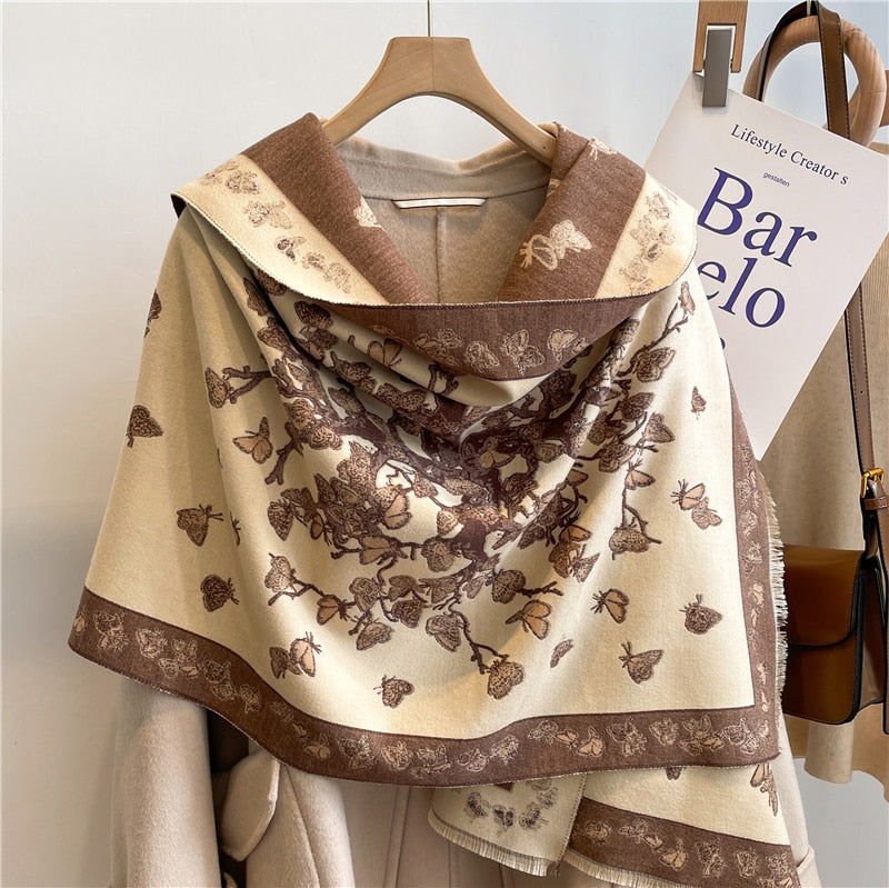 2022 Winter Cashmere Scarf Lady Design Luxury Brand Warm Pashmina Blanket Wraps Women Shawl Female Decoration Thick Foulard