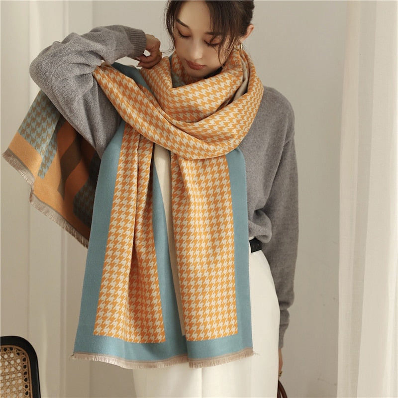 Thick Cashmere Scarf for Women Fashion Winter Warm Pashmina Shawl Wraps Bufanda Female Blanket Design Brand Poncho Echarpe 2022