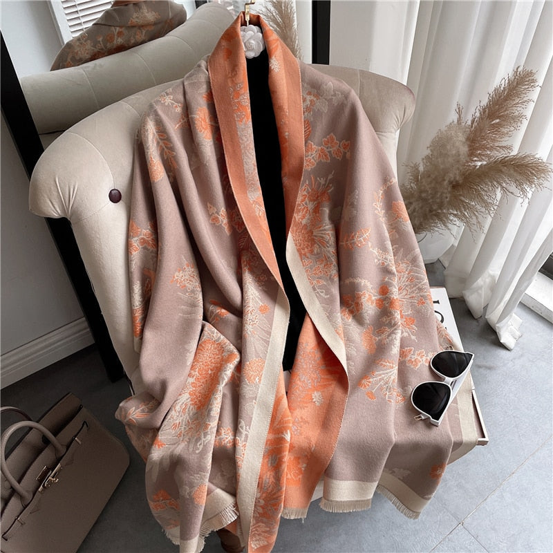 Thick Cashmere Scarf for Women Fashion Winter Warm Pashmina Shawl Wraps Bufanda Female Blanket Design Brand Poncho Echarpe 2022