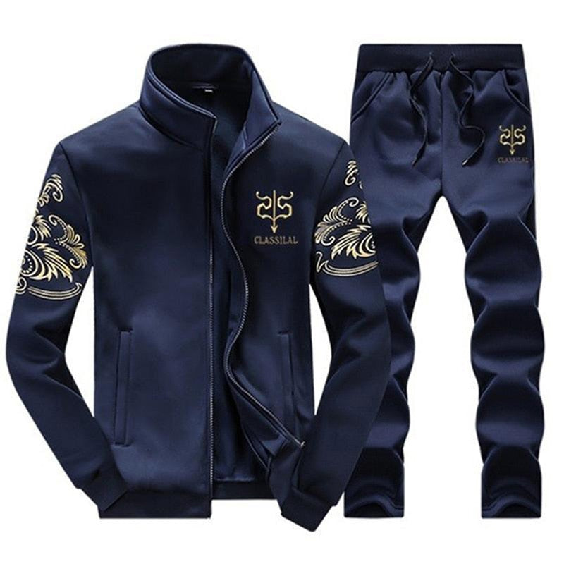 Autumn Tracksuit Men 2023 Sportswear Fashion Mens Set Two Pieces Zipper Warm Sweatshirt Jacket+Sweatpants Moleton Masculino Sets