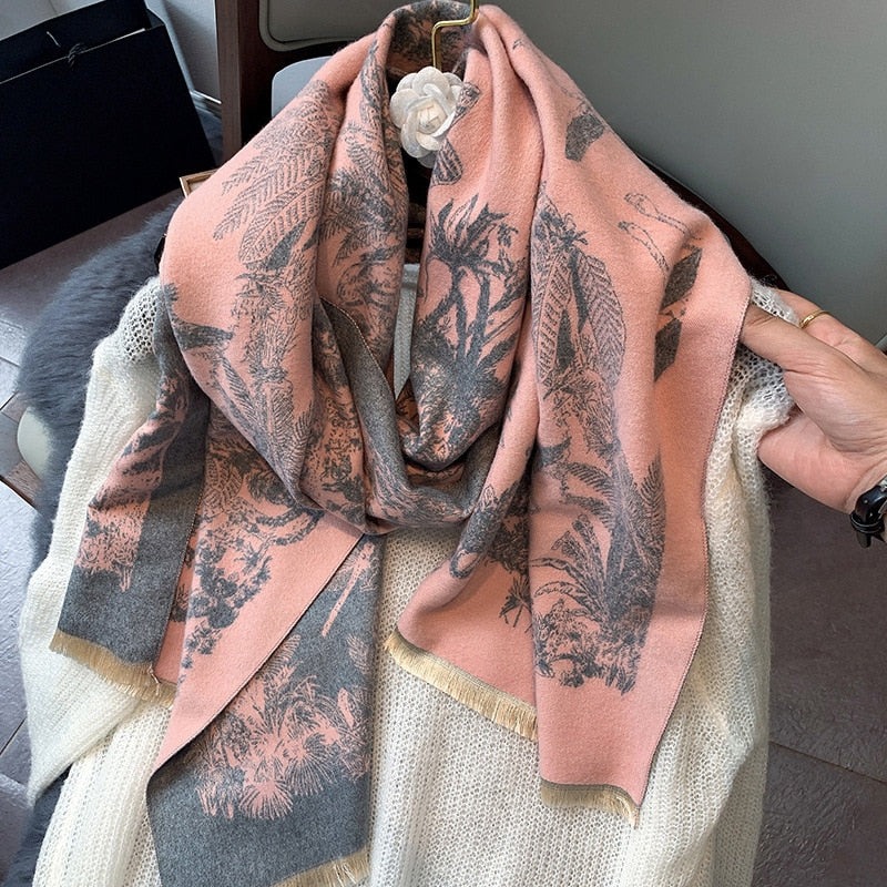 2022 Winter Cashmere Scarf Lady Design Luxury Brand Warm Pashmina Blanket Wraps Women Shawl Female Decoration Thick Foulard