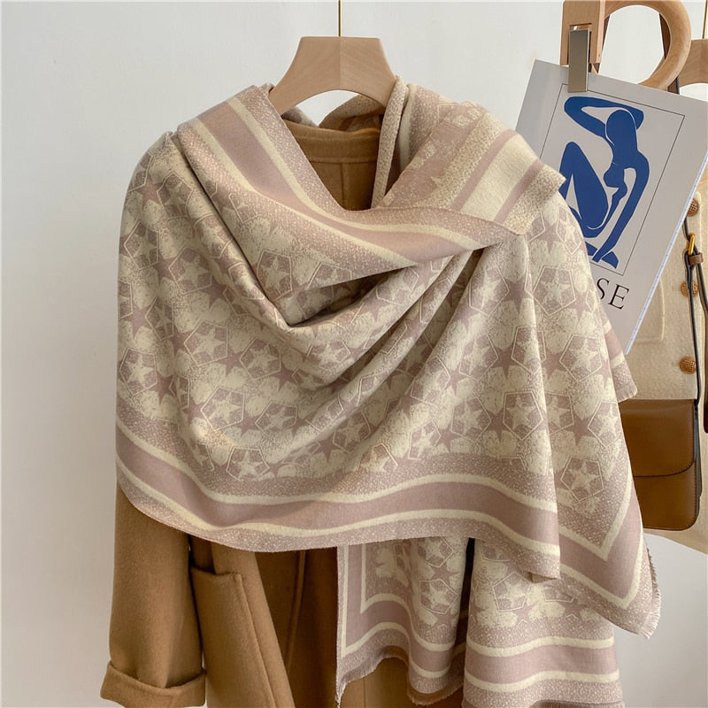 Thick Cashmere Scarf for Women Fashion Winter Warm Pashmina Shawl Wraps Bufanda Female Blanket Design Brand Poncho Echarpe 2022