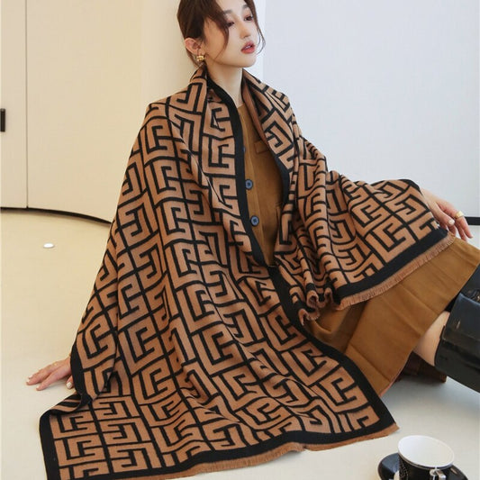 Thick Cashmere Scarf for Women Fashion Winter Warm Pashmina Shawl Wraps Bufanda Female Blanket Design Brand Poncho Echarpe 2022