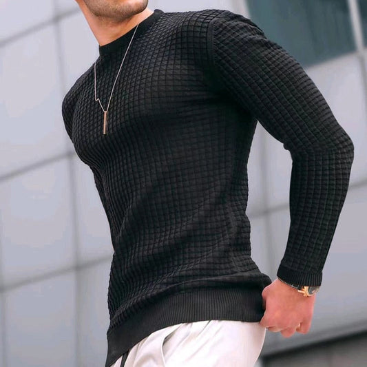 New Fashion Men&#39;s Casual Long sleeve Slim Fit Basic Knitted Sweater Pullover Male Round Collar Autumn Winter Tops Cotton T-shirt