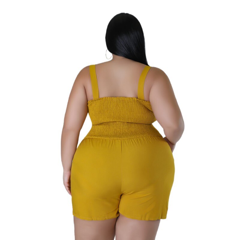 XL-5XL Plus Size Jumpsuits Summer 2023 Women Clothing Fashion Casual Halter Stretch Sleeveless Female Romper Outfits Wholesale