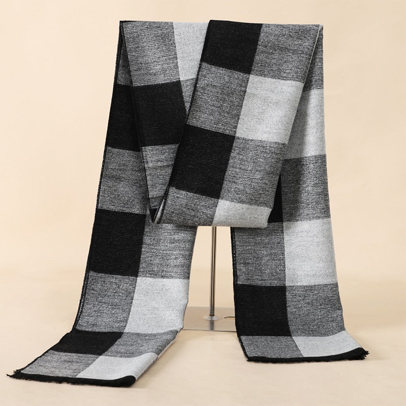 RUNMEIFA 2022 Classic Autumn &amp; Winter Warm Plaid Man Scarf Cashmere Wool Panama Soft Striped Long Scarf High Quality 40 Colors