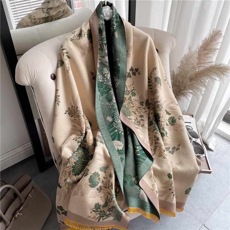 Thick Cashmere Scarf for Women Fashion Winter Warm Pashmina Shawl Wraps Bufanda Female Blanket Design Brand Poncho Echarpe 2022