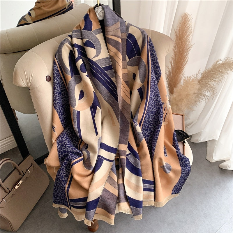 Thick Cashmere Scarf for Women Fashion Winter Warm Pashmina Shawl Wraps Bufanda Female Blanket Design Brand Poncho Echarpe 2022