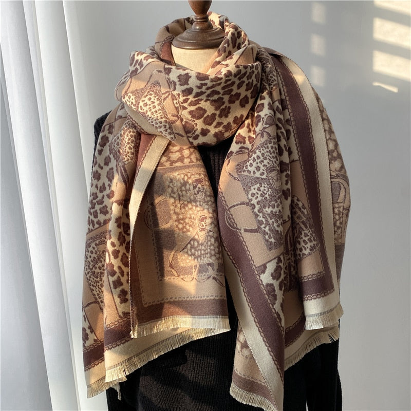 Thick Cashmere Scarf for Women Fashion Winter Warm Pashmina Shawl Wraps Bufanda Female Blanket Design Brand Poncho Echarpe 2022