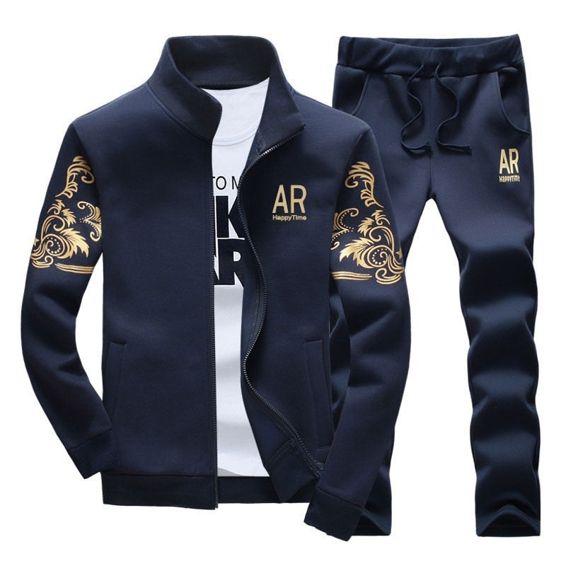 Autumn Tracksuit Men 2023 Sportswear Fashion Mens Set Two Pieces Zipper Warm Sweatshirt Jacket+Sweatpants Moleton Masculino Sets