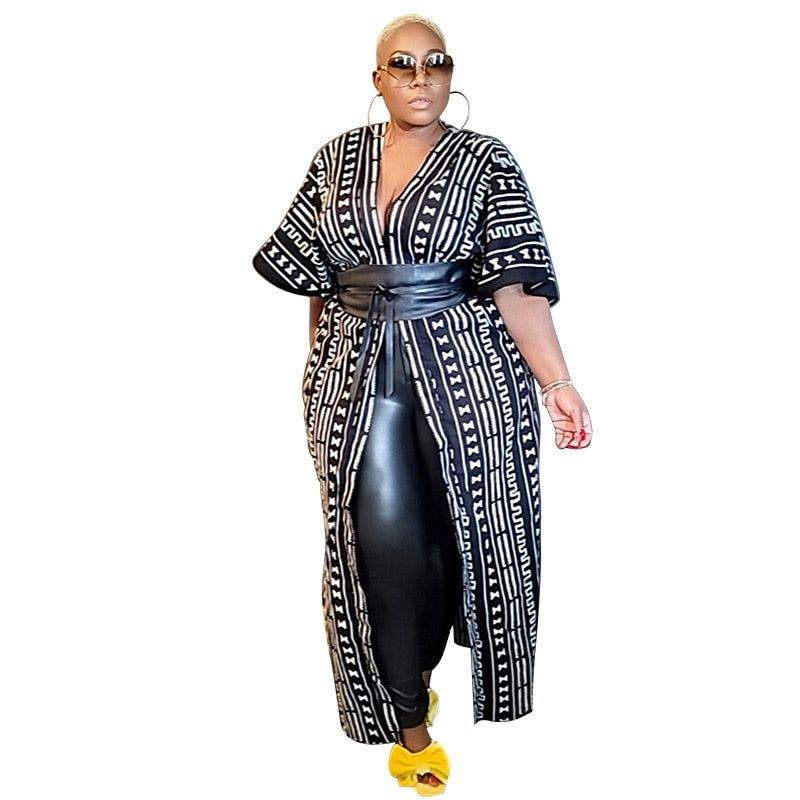 Perl Plus Size Windbreaker African Ethnic Style Women&#39;s Coat Long Printed Coat Vintage Outwear