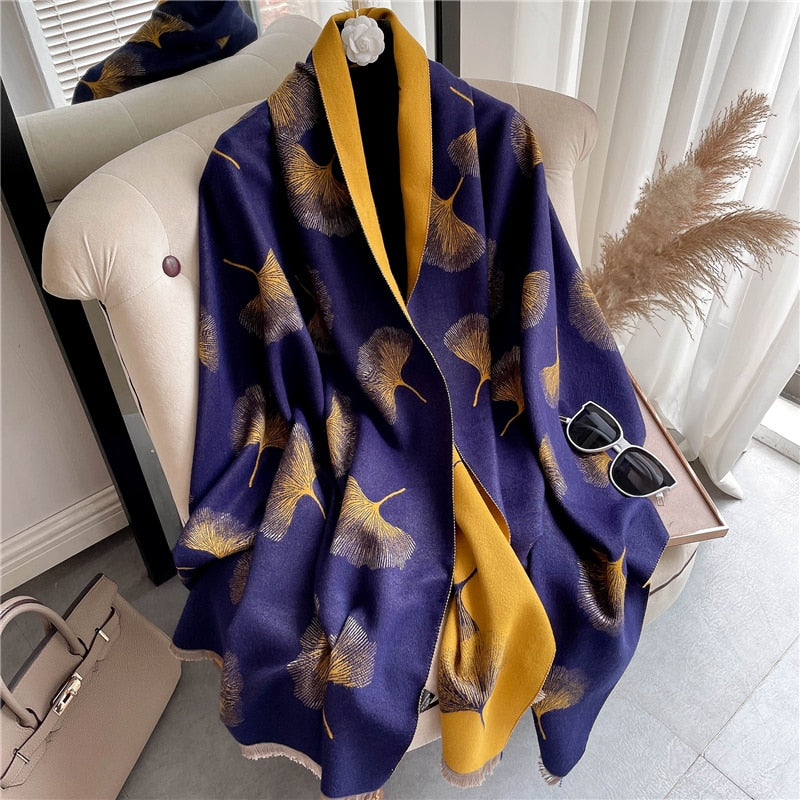 Thick Cashmere Scarf for Women Fashion Winter Warm Pashmina Shawl Wraps Bufanda Female Blanket Design Brand Poncho Echarpe 2022