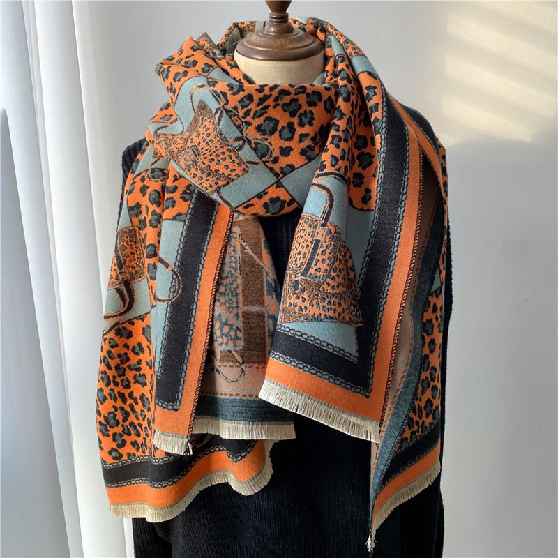 Thick Cashmere Scarf for Women Fashion Winter Warm Pashmina Shawl Wraps Bufanda Female Blanket Design Brand Poncho Echarpe 2022