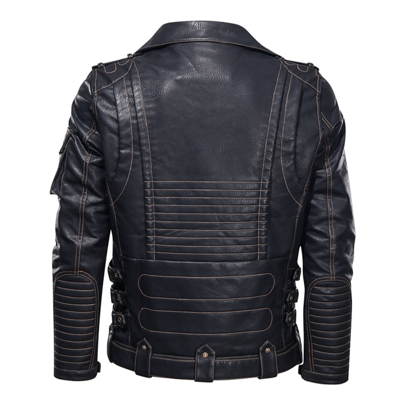 Mountainskin Winter Mens Leather Jacket Men Fashion Motorcycle PU Leather Jacket Cool Zipper Pockets Leather Coats EU Size SA968