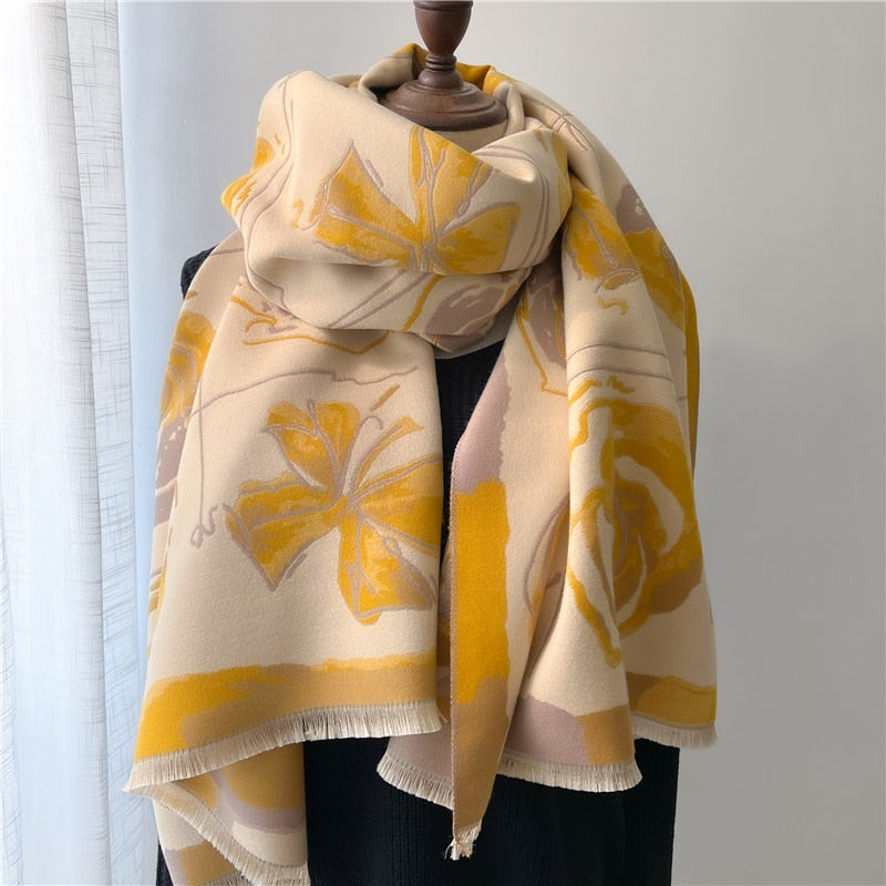 Thick Cashmere Scarf for Women Fashion Winter Warm Pashmina Shawl Wraps Bufanda Female Blanket Design Brand Poncho Echarpe 2022