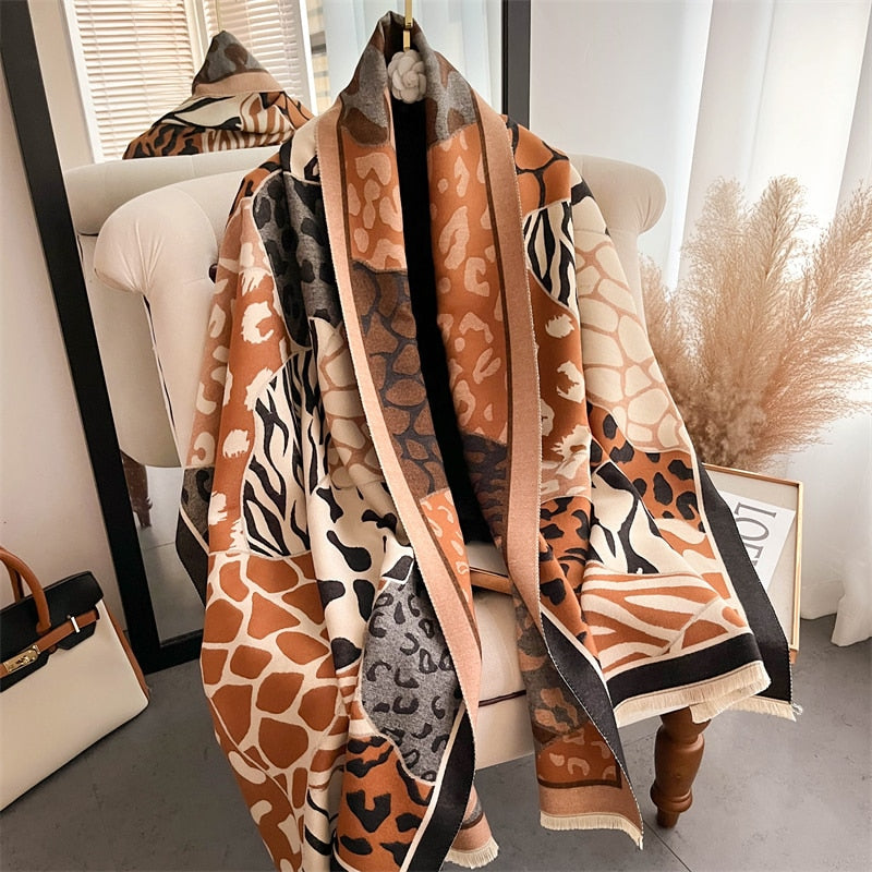 Thick Cashmere Scarf for Women Fashion Winter Warm Pashmina Shawl Wraps Bufanda Female Blanket Design Brand Poncho Echarpe 2022