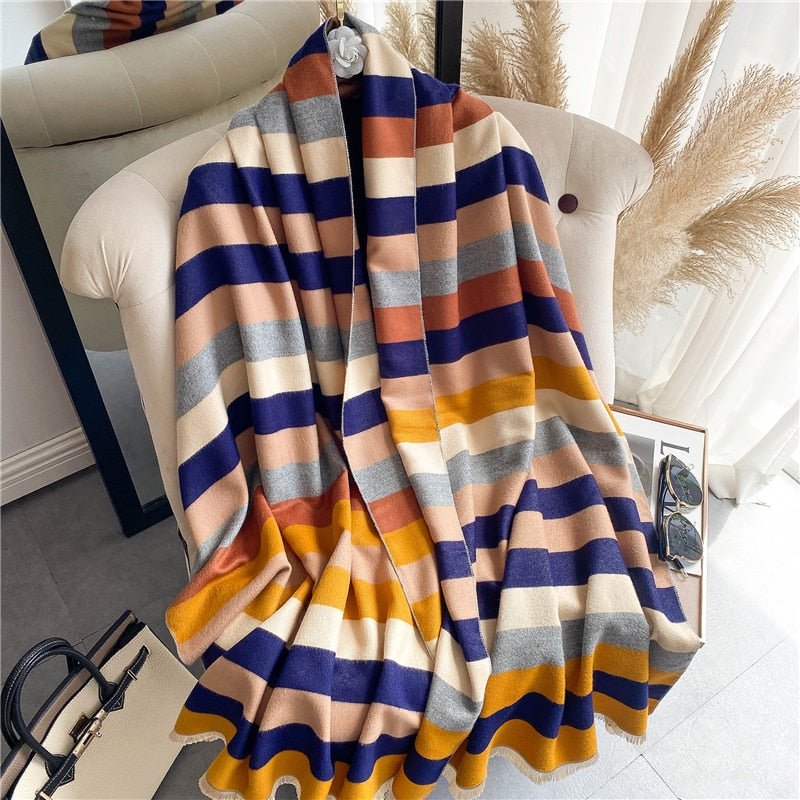 Thick Cashmere Scarf for Women Fashion Winter Warm Pashmina Shawl Wraps Bufanda Female Blanket Design Brand Poncho Echarpe 2022