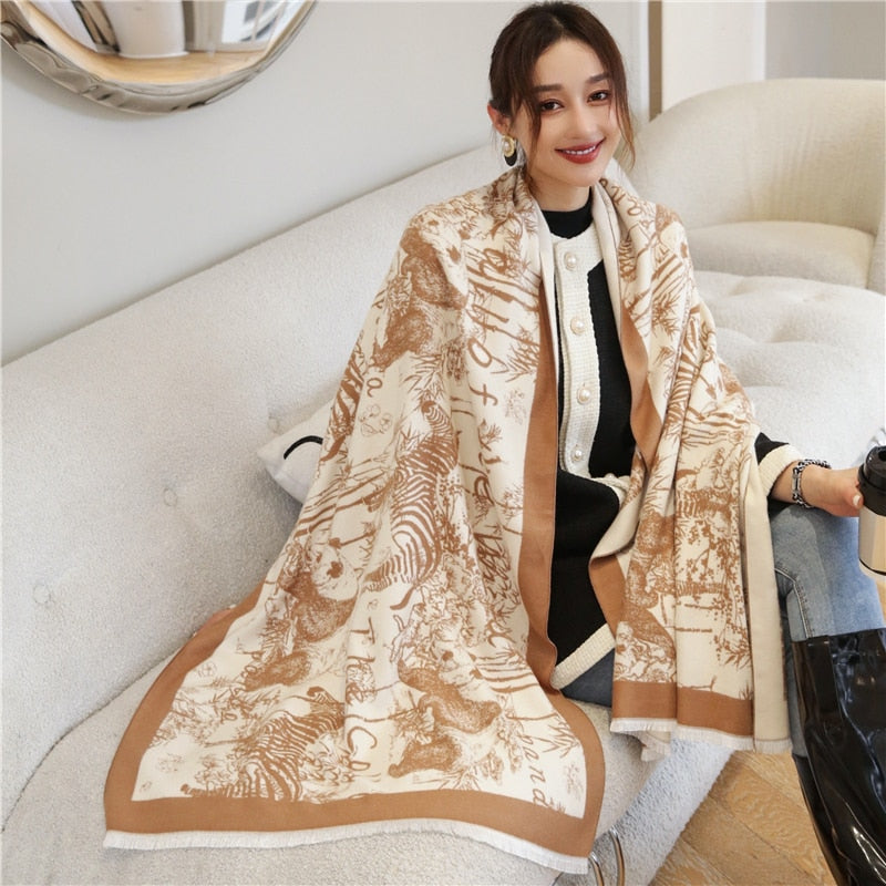 Thick Cashmere Scarf for Women Fashion Winter Warm Pashmina Shawl Wraps Bufanda Female Blanket Design Brand Poncho Echarpe 2022