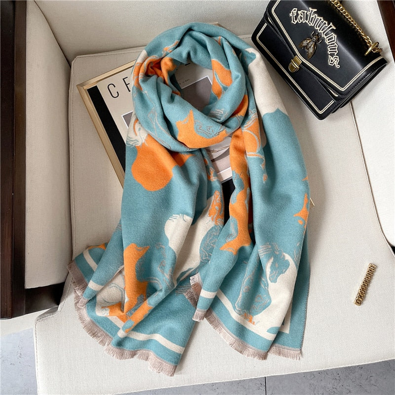 2022 Winter Cashmere Scarf Lady Design Luxury Brand Warm Pashmina Blanket Wraps Women Shawl Female Decoration Thick Foulard