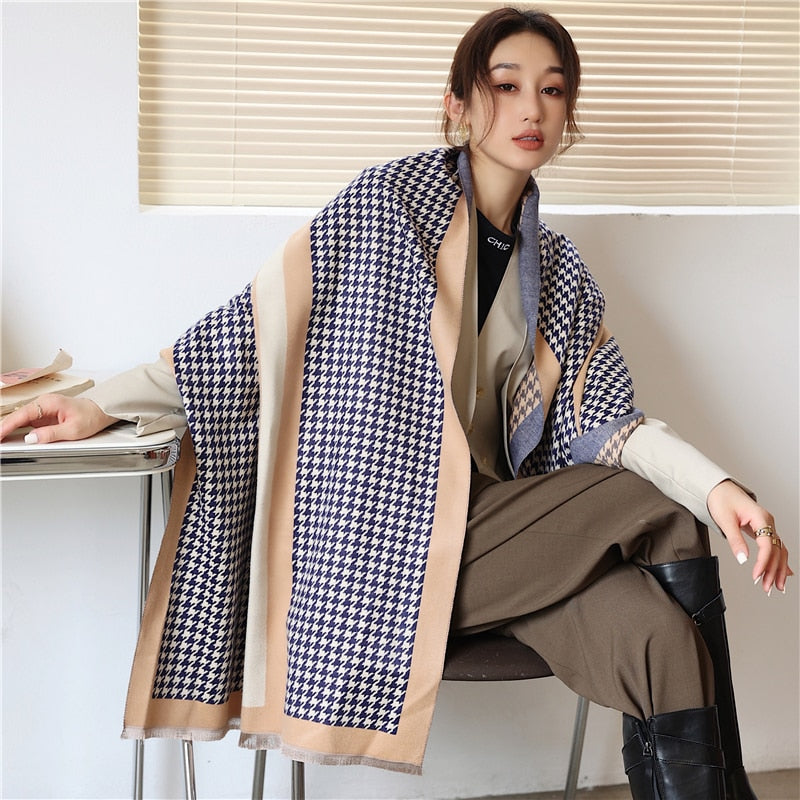 Thick Cashmere Scarf for Women Fashion Winter Warm Pashmina Shawl Wraps Bufanda Female Blanket Design Brand Poncho Echarpe 2022